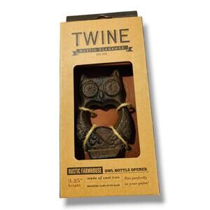 Twine Rustic Elegance Farmhouse Owl Bottle Opener New in Box 3.25"